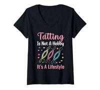 Women's Tatting is Not A Hobby Handcrafting Lacemaking Tatting V-Neck T-Shirt