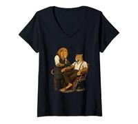 Women's Tattoo Artist Lion Tattooing Leopard V-Neck T-Shirt