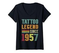 Womens Tattoo Legend 1957 68 Years Tattooed 68th Birthday Tattoo V-Neck T-Shirt