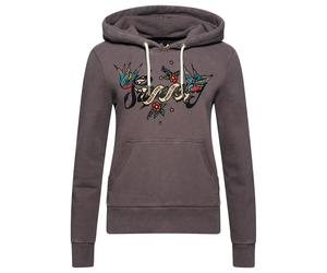 Women's tattoo script hoodie Superdry Gris M