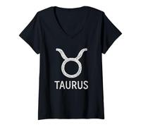 Women's Taurus Chalk Zodiac Graphic V-Neck T-Shirt