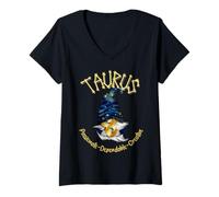 Women's Taurus Gnome Zodiac Sign Traits Stars Astrology V-Neck T-Shirt