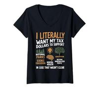 Womens Tax Dollars Support National Parks Science Mental Health V-Neck T-Shirt