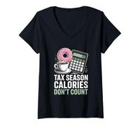 Womens Tax Season Calories Don’t Count Funny Accountant V-Neck T-Shirt