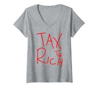 Womens Tax The Rich AOC Red V-Neck T-Shirt