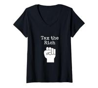 Women's Tax the Rich Protest Fist Graphic Design V-Neck T-Shirt