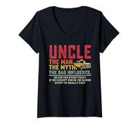 Womens Taxi driver uncle the man the myth uncle father's day bday V-Neck T-Shirt