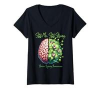 Women's TBI Survivor Still Me Still Strong Brain Injury Awareness V-Neck T-Shirt