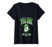 Women's Tea-REX Matcha Dinosaur V-Neck T-Shirt
