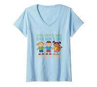 Womens Teach Kids to Share Care and Be Fair Back to School V-Neck T-Shirt