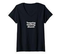 Women's Teach me Scottish Gaelic. Funny Language Word V-Neck T-Shirt