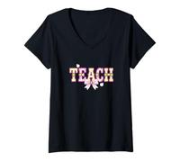 Women's Teach Teacher Classroom Education Instruction School Faculty V-Neck T-Shirt