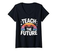 Womens Teach The Future Inspiring Educator V-Neck T-Shirt
