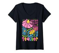 Womens Teach Them Love Them Watch Them Grow Teacher Appreciation V-Neck T-Shirt