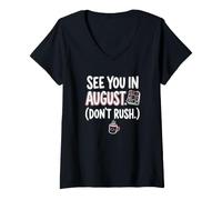 Women's Teacher August Don't Rush Back to School V-Neck T-Shirt