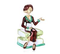 Women's Teacher Brooch Pins for Ladies Unique Bag Backpack Badge Fashion Lapel Pin Corsage Hat Clothes Accessories for Readers Booklovers Teacher Student Librarian Bookworm Graduation Jewelry, 1