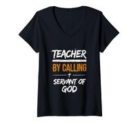 Women's Teacher By Calling Servant of God Christian Faith V-Neck T-Shirt