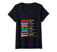 Womens Teacher Dedicated Loving Motivated Creative V-Neck T-Shirt