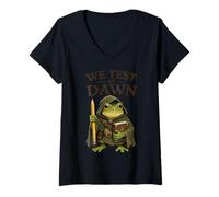 Women's Teacher Frog We Test At Dawn Test Day Coordinator Final Exam V-Neck T-Shirt