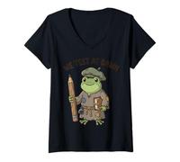 Women's Teacher Frog We Test At Dawn Test Day Final Exam Coordinator V-Neck T-Shirt
