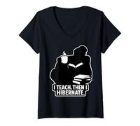 Women's Teacher Hibernation Mode V-Neck T-Shirt