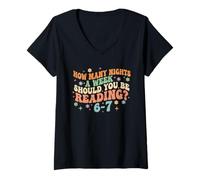 Womens Teacher How Many Night a Week Should You be Reading 67 Meme V-Neck T-Shirt