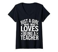 Women's Teacher Just A Girl Who Loves Being A Teacher V-Neck T-Shirt