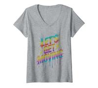 Women's Teacher Let's GET Moving Games Begin Field Day Play On V-Neck T-Shirt