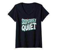 Women's Teacher Librarian Suspiciously Quiet Bookworm V-Neck T-Shirt