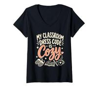 Women's Teacher My Classroom Dress Code is Cozy Pajama Day V-Neck T-Shirt