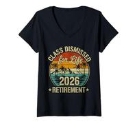 Women's Teacher Retirement Class Dismissed for Life Retirement 2026 V-Neck T-Shirt