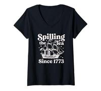 Women's Teacher Spilling the Tea Since 1773 Ship V-Neck T-Shirt
