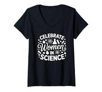 Womens Teacher Students Women in Science V-Neck T-Shirt