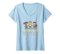Womens Teacher Teach Kids to Share Care and Be Fair Back to School V-Neck T-Shirt