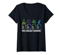 Women's Teacher The Coolest Element Funny Chemist Teacher V-Neck T-Shirt