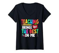Women's Teaching Brings Out The Best in Me School Teacher V-Neck T-Shirt