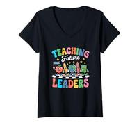 Womens Teaching Future Leaders Inspirational Message V-Neck T-Shirt