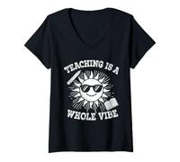 Women's Teaching is A Whole Vibe Funny Teacher Gift Educator Life V-Neck T-Shirt