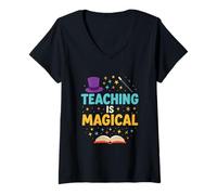 Womens Teaching is Magical Making Magic Happen in The Classroom V-Neck T-Shirt