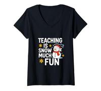 Womens Teaching is Snow Much Fun - Winter Classroom Joy Design V-Neck T-Shirt