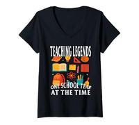 Womens Teaching Legends ONE School Year at The TIME Teacher School V-Neck T-Shirt