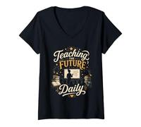Women's Teaching the Future Daily - Educator Inspiration V-Neck T-Shirt