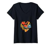 Womens Teaching Tools Heart V-Neck T-Shirt