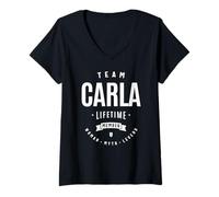 Womens Team Carla Lifetime Member Funny Name Carla V-Neck T-Shirt