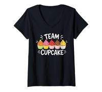 Women's Team Cupcake Sweet Food Lover Fun Baking Squad V-Neck T-Shirt