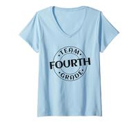 Women's Team Fourth Grade Teacher Student Back to School 4th Grade V-Neck T-Shirt
