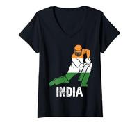 Women's Team India cricket jersey Indian flag Fan Indian Cricket V-Neck T-Shirt