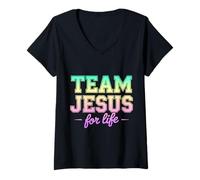 Women's Team Jesus for Life Christian Faith V-Neck T-Shirt