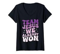 Women's Team Jesus We Already Won V-Neck T-Shirt