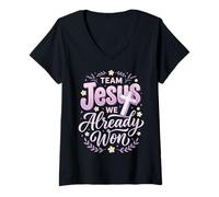 Women's Team Jesus We Already Won V-Neck T-Shirt